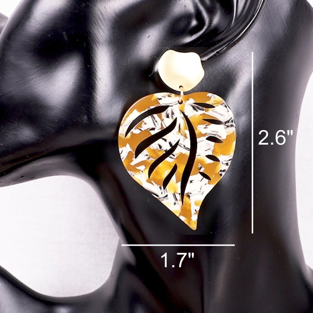 💎 Multicolor Acrylic Leaf Drop Earrings - Picture 5 of 5